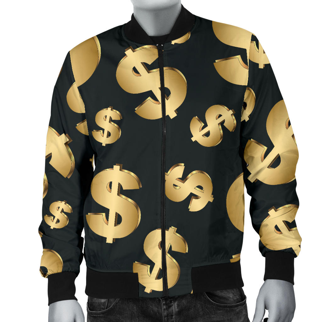 Dollar Pattern Print Design DO04 Men Bomber Jacket