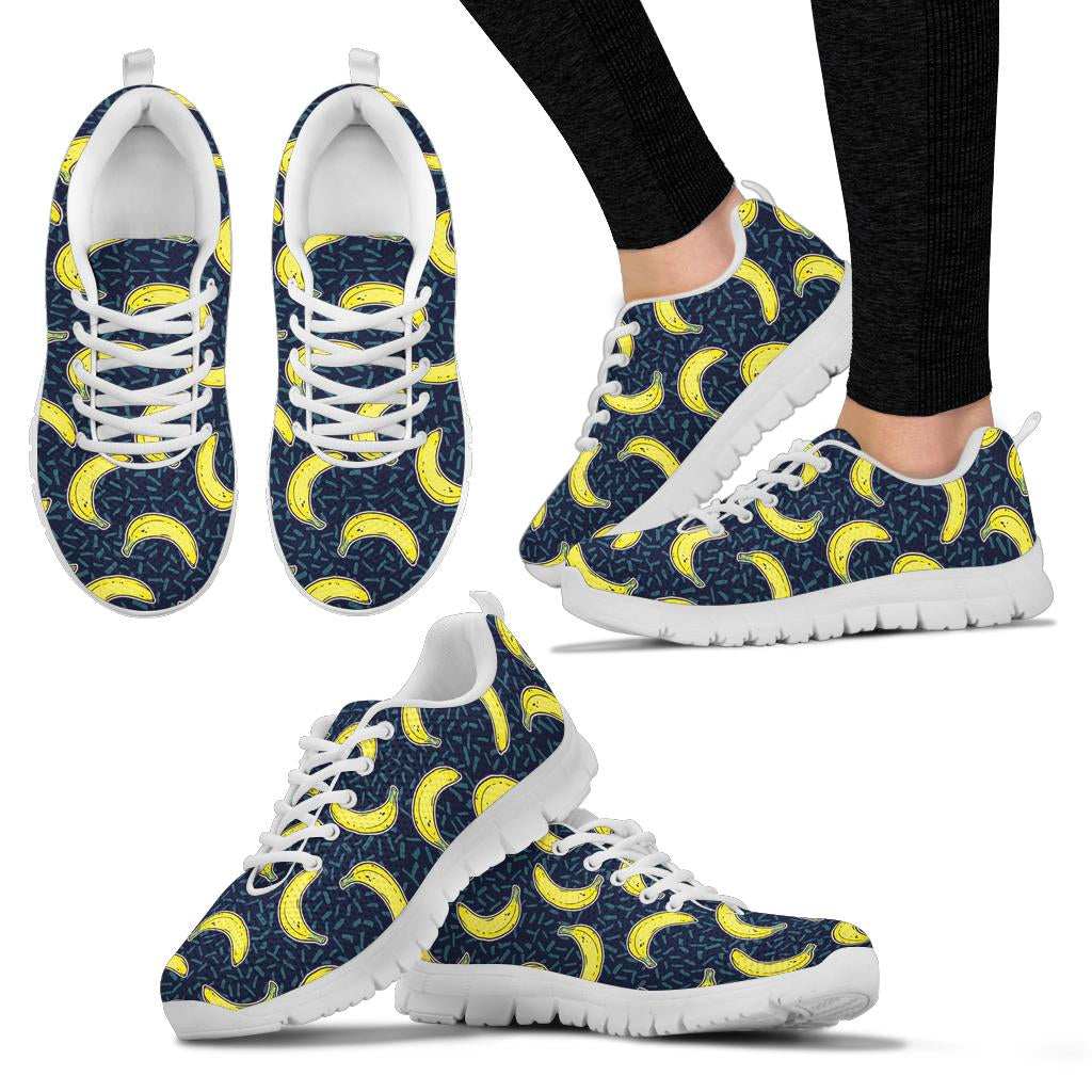 Banana Pattern Print Design BA09 Sneakers White Bottom Shoes