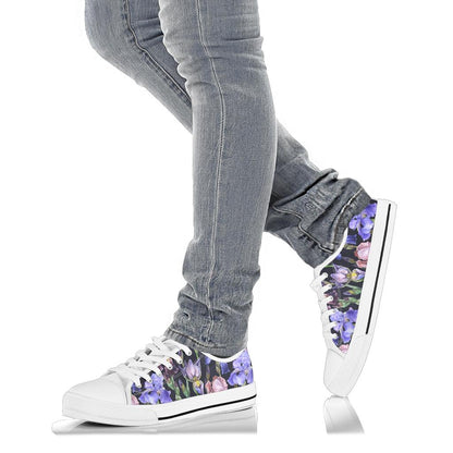Iris Pattern Print Design IR04 White Bottom Low Top Shoes