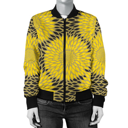 Sunflower Pattern Print Design SF06 Women Bomber Jacket