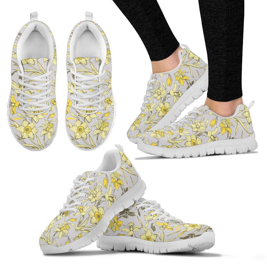 Daffodils Pattern Print Design DF05 Sneakers White Bottom Shoes