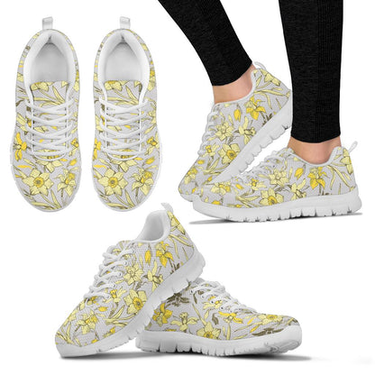 Daffodils Pattern Print Design DF05 Sneakers White Bottom Shoes