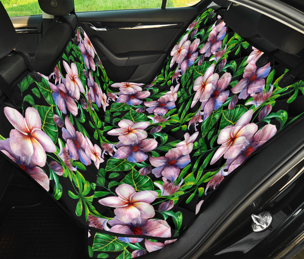 Plumeria Pattern Print Design PM01 Rear Dog  Seat Cover