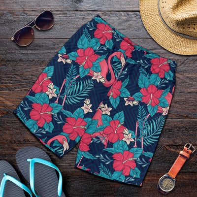 Flamingo Red Hibiscus Pattern Mens Shorts