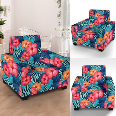 Red Hibiscus Pattern Print Design HB02 Armchair Slipcover