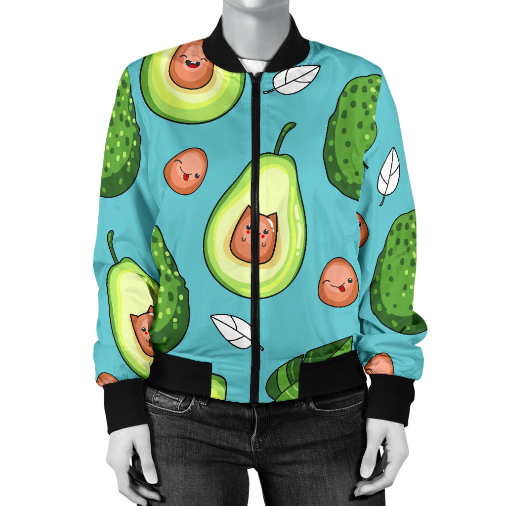 Avocado Pattern Print Design AC05 Women Bomber Jacket
