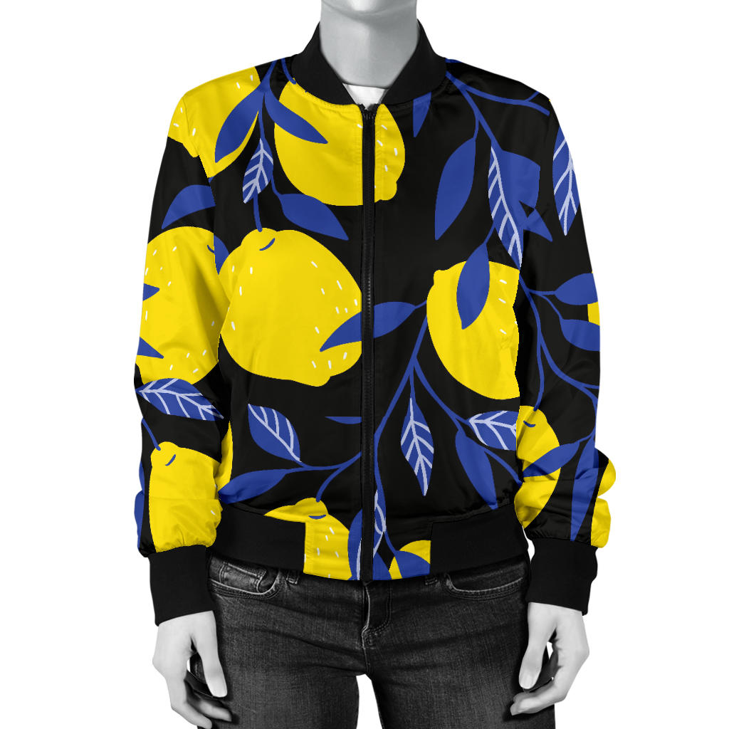 Lemon Pattern Print Design LM01 Women Bomber Jacket
