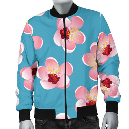 Cherry Blossom Pattern Print Design CB09 Men Bomber Jacket