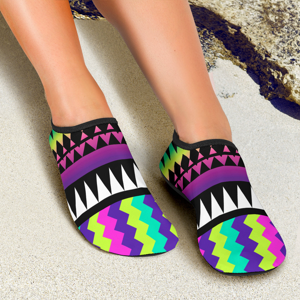 Animal Skin Aztec Rainbow Aqua Water Shoes