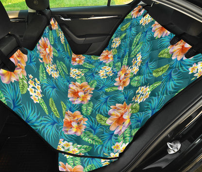 Plumeria Tropical Flower Design Print Rear Dog  Seat Cover