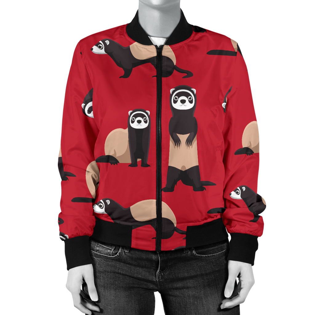 Ferret Pattern Print Design 02 Women's Bomber Jacket