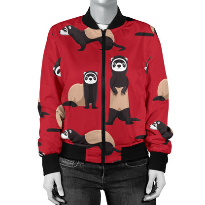 Ferret Pattern Print Design 02 Women's Bomber Jacket
