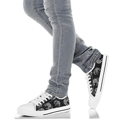 Elephant Tribal White Bottom Low Top Shoes