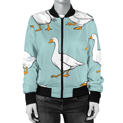 Goose Pattern Print Design 02 Women's Bomber Jacket