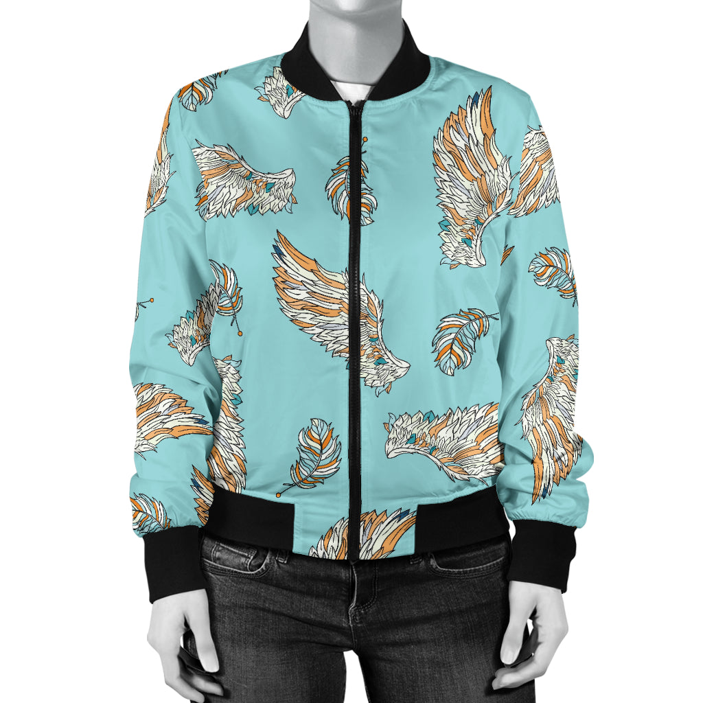 Angel Wings Pattern Print Design 03 Women's Bomber Jacket