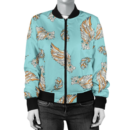 Angel Wings Pattern Print Design 03 Women's Bomber Jacket
