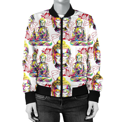 Buddha Pattern Print Design 06 Women's Bomber Jacket