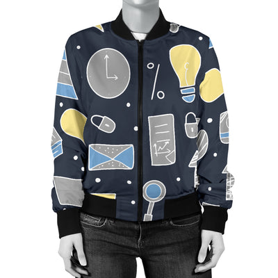 Accounting Financial Pattern Print Design 04 Women's Bomber Jacket