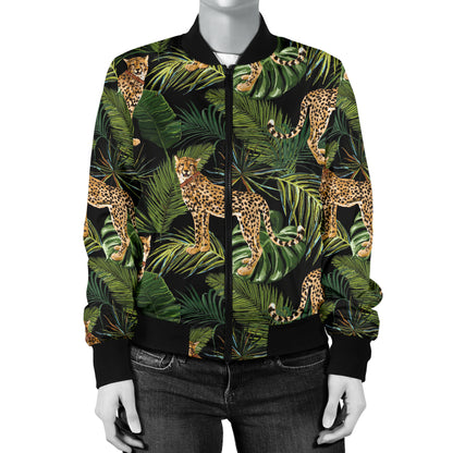 Cheetah Pattern Print Design 05 Women's Bomber Jacket