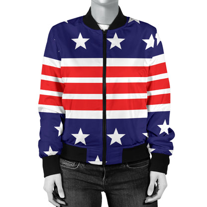 Patriotic Pattern Print Design A04 Women's Bomber Jacket