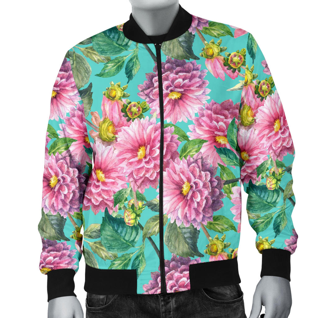 Dahlia Pattern Print Design DH07 Men Bomber Jacket