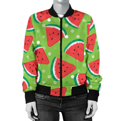 Watermelon Pattern Print Design WM05 Women Bomber Jacket