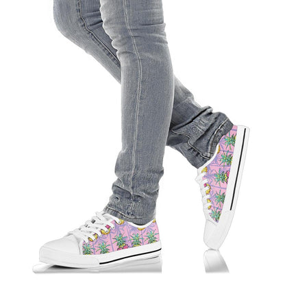 Pineapple Pattern Print Design PP06 White Bottom Low Top Shoes