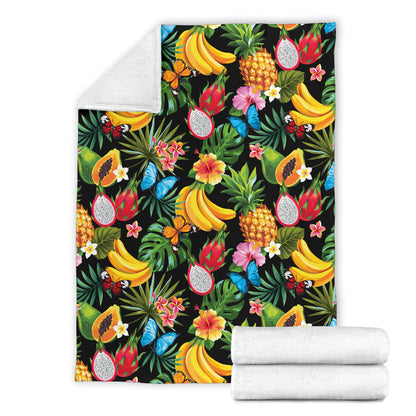 Tropical Fruits Pattern Print Design TF04 Fleece Blanket