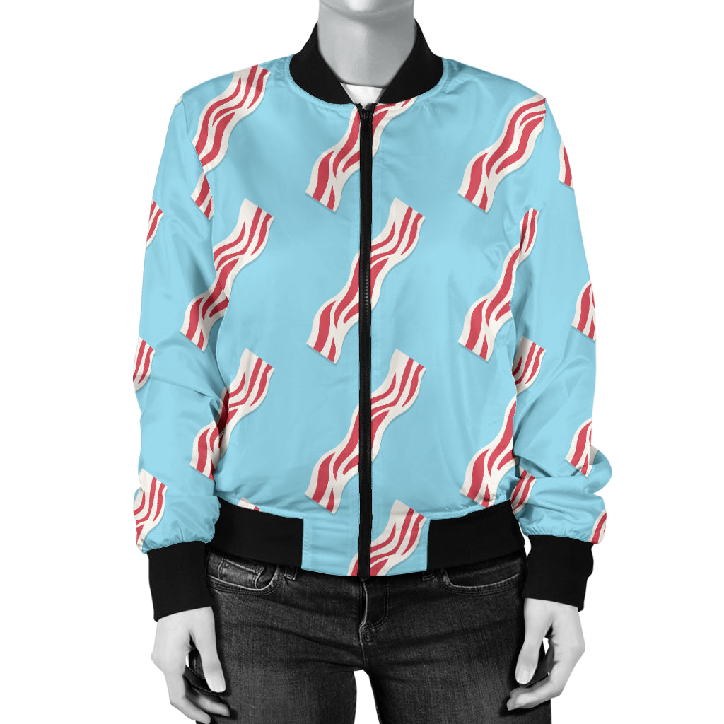 Bacon Pattern Print Design 03 Women's Bomber Jacket