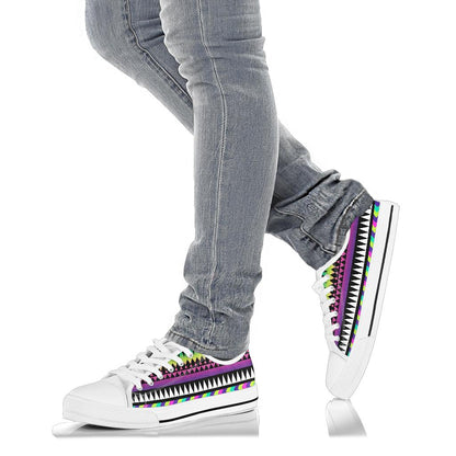 Animal Skin Aztec Rainbow White Bottom Low Top Shoes