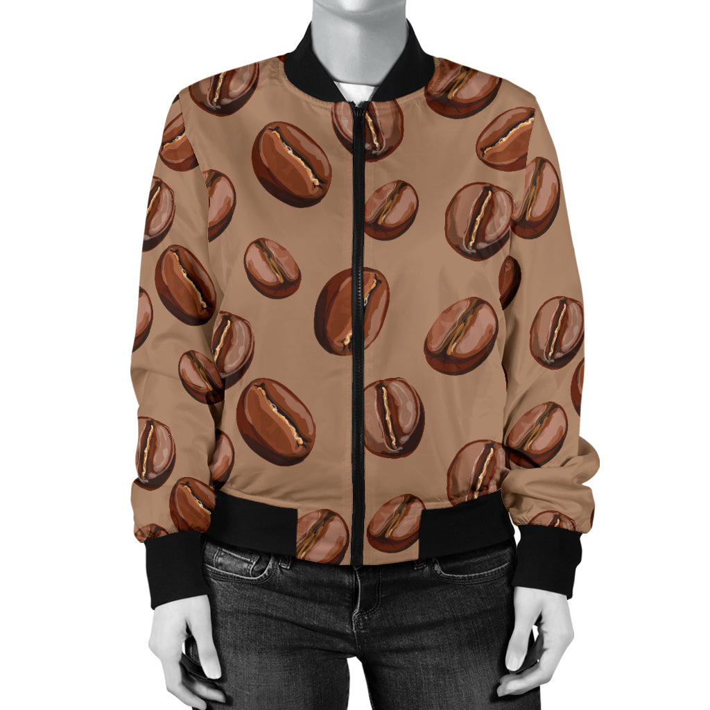Coffee Pattern Print Design 07 Women's Bomber Jacket
