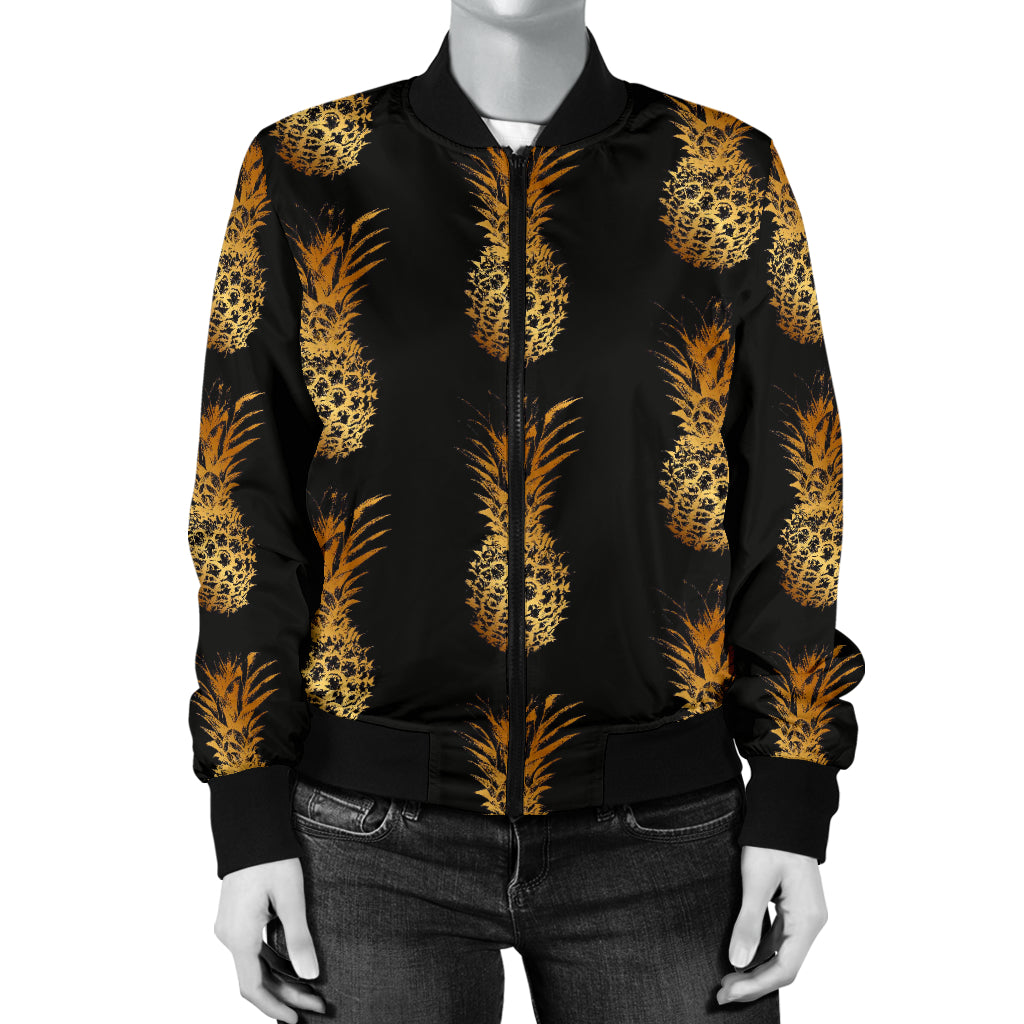 Pineapple Pattern Print Design A02 Women's Bomber Jacket