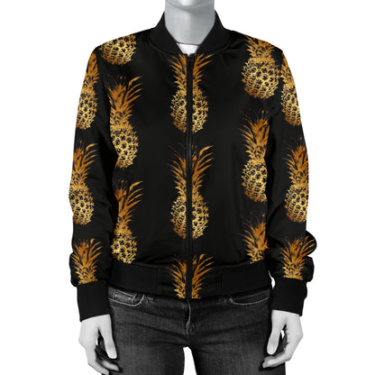 Pineapple Pattern Print Design A02 Women's Bomber Jacket