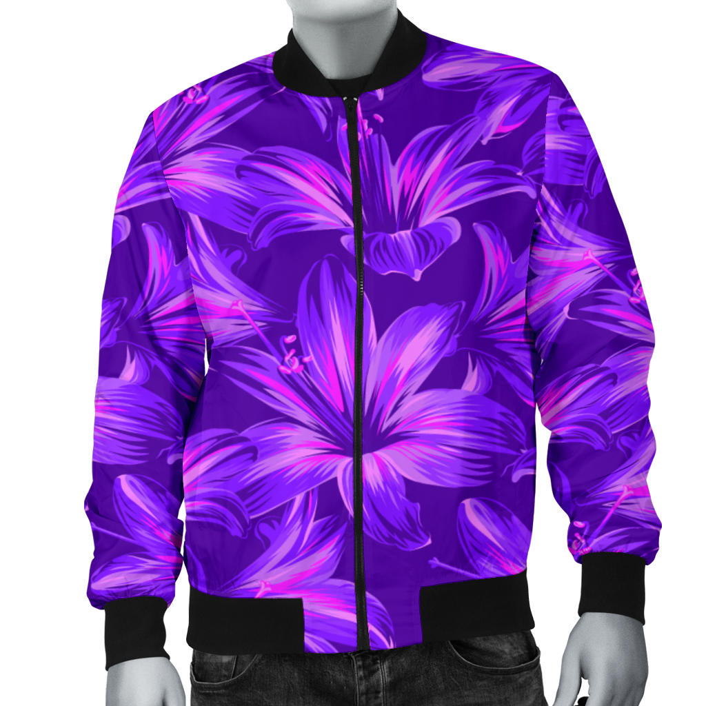 Amaryllis Pattern Print Design AL03 Men Bomber Jacket