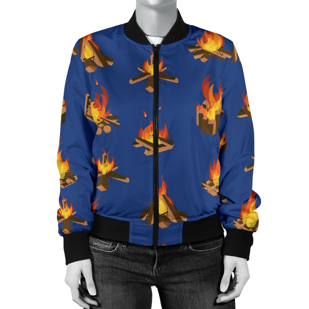 Campfire Pattern Print Design 03 Women's Bomber Jacket