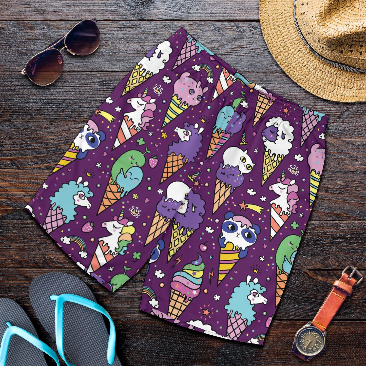 Ice Cream Pattern Print Design IC07 Mens Shorts