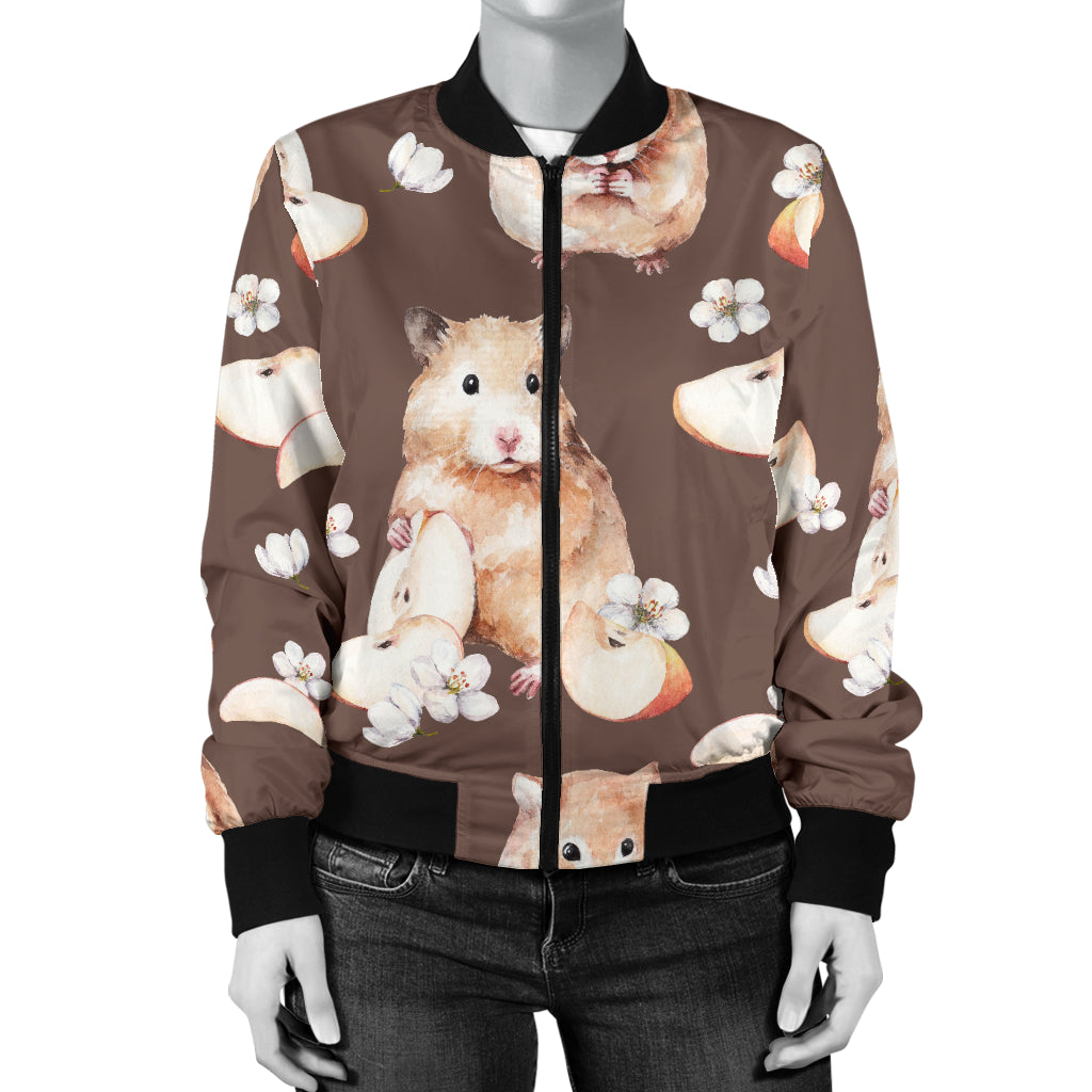Hamster Pattern Print Design 03 Women's Bomber Jacket