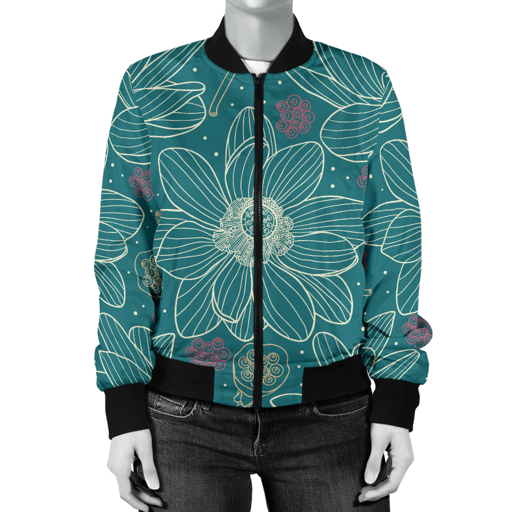 Lotus Pattern Print Design 01 Women's Bomber Jacket