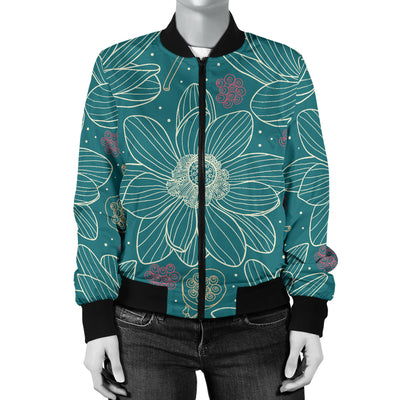 Lotus Pattern Print Design 01 Women's Bomber Jacket