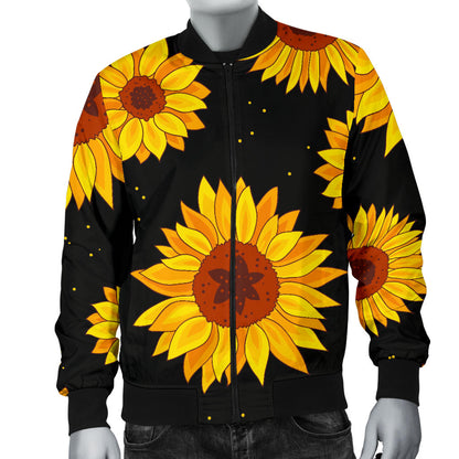 Sunflower Pattern Print Design SF09 Men Bomber Jacket