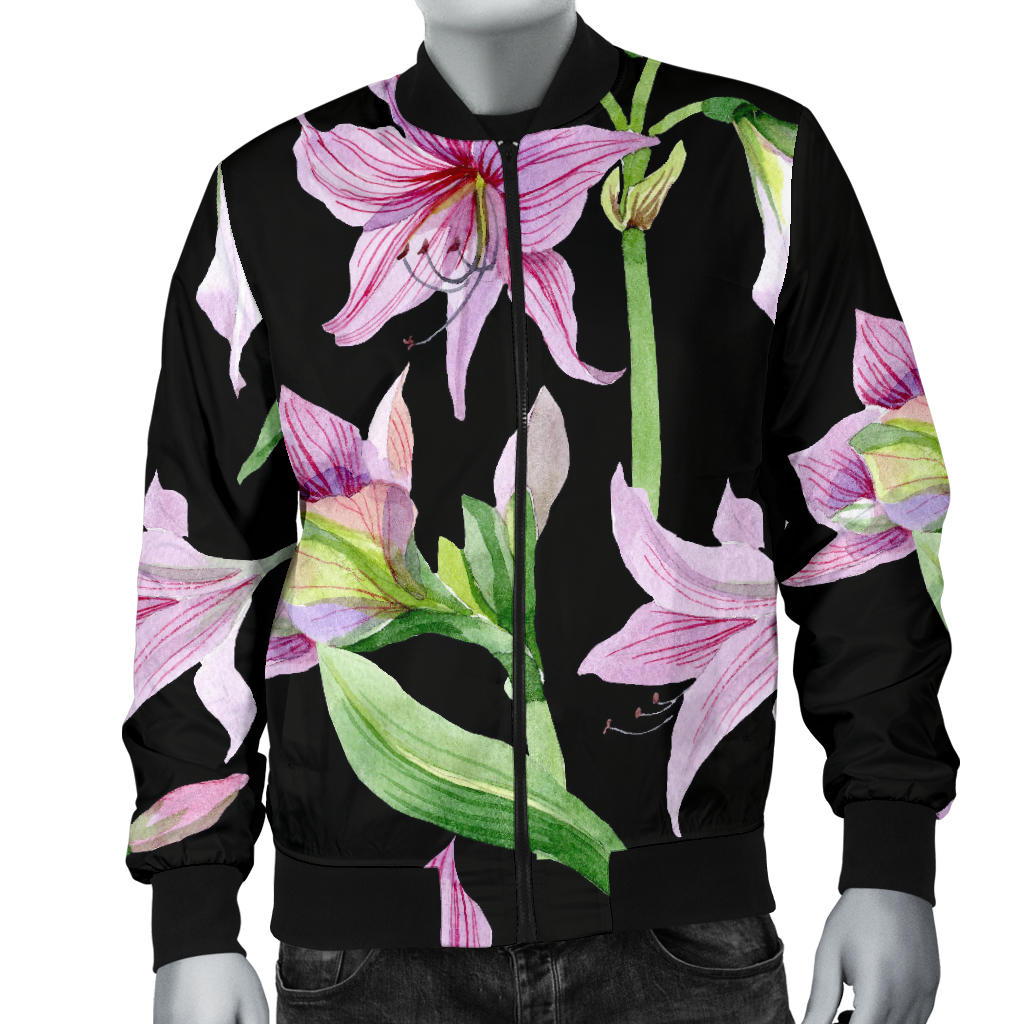 Amaryllis Pattern Print Design AL08 Men Bomber Jacket