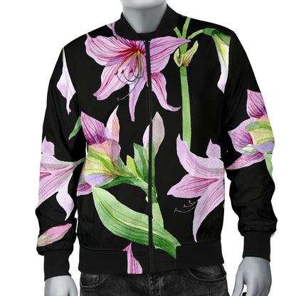 Amaryllis Pattern Print Design AL08 Men Bomber Jacket