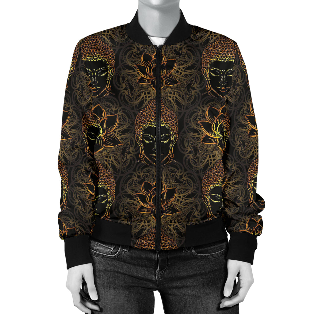 Buddha Pattern Print Design 03 Women's Bomber Jacket