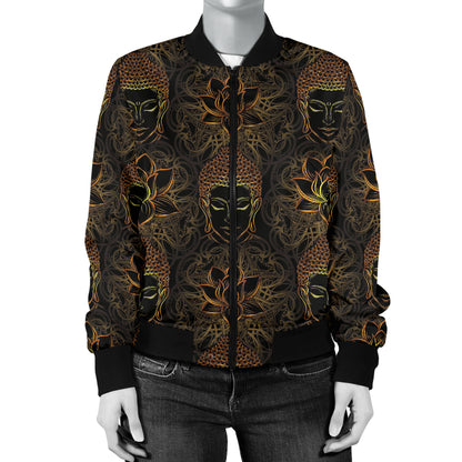 Buddha Pattern Print Design 03 Women's Bomber Jacket