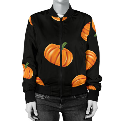 Pumpkin Pattern Print Design A05 Women's Bomber Jacket