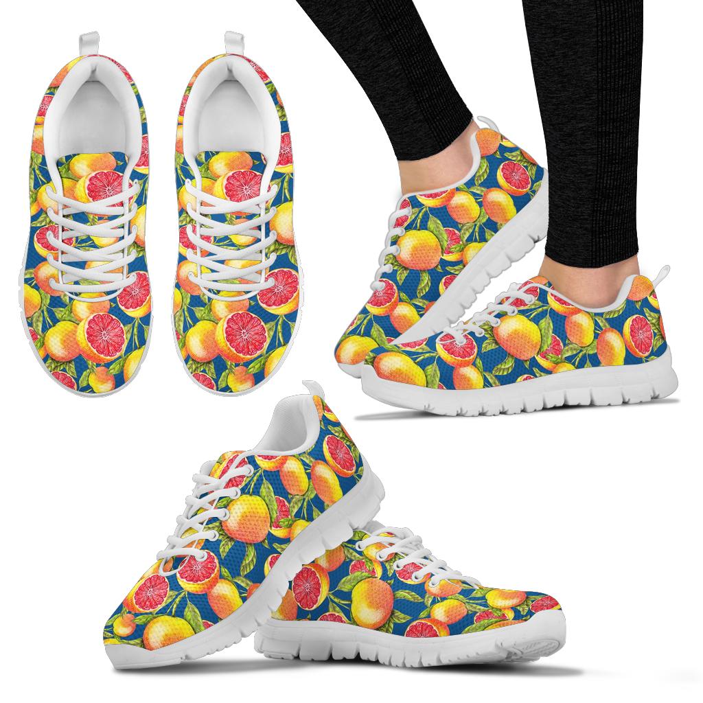 Grapefruit Pattern Print Design GF04 Sneakers White Bottom Shoes