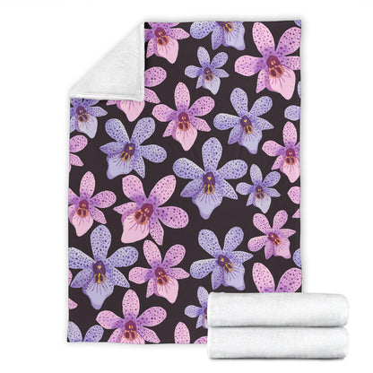 Orchid Pattern Print Design OR08 Fleece Blanket