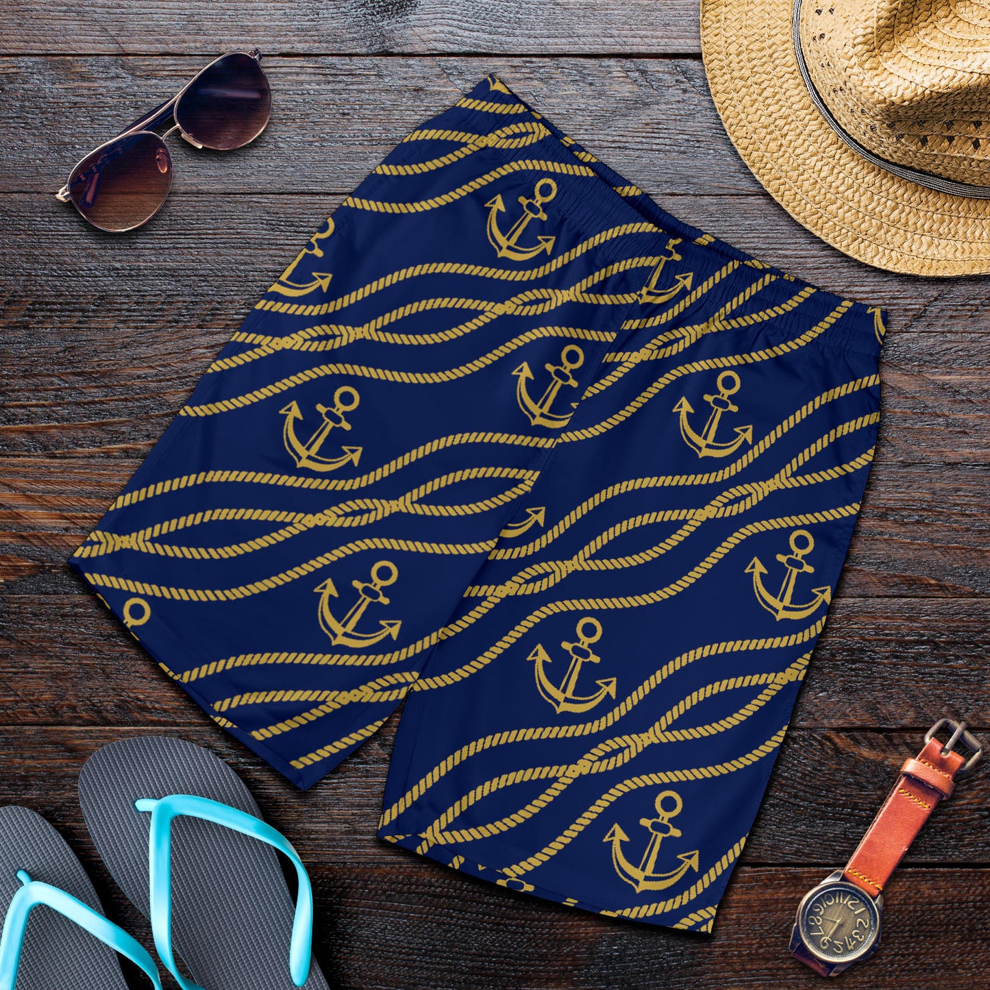 Nautical Anchor Rope Pattern Mens Shorts