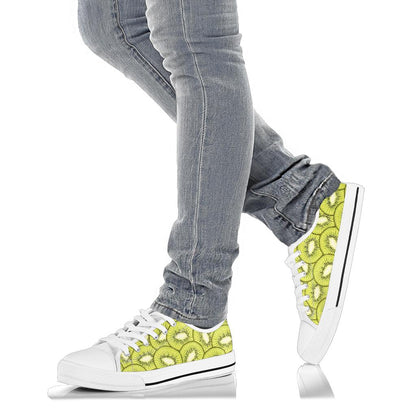 Kiwi Pattern Print Design KW07 White Bottom Low Top Shoes