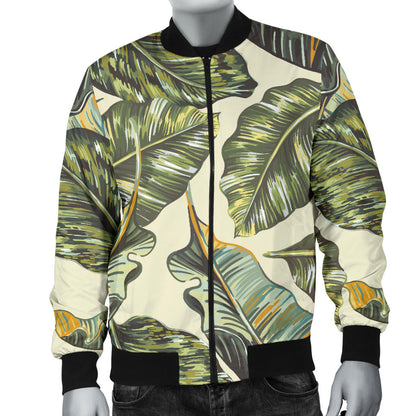 Banana Leaf Pattern Print Design BL08 Men Bomber Jacket